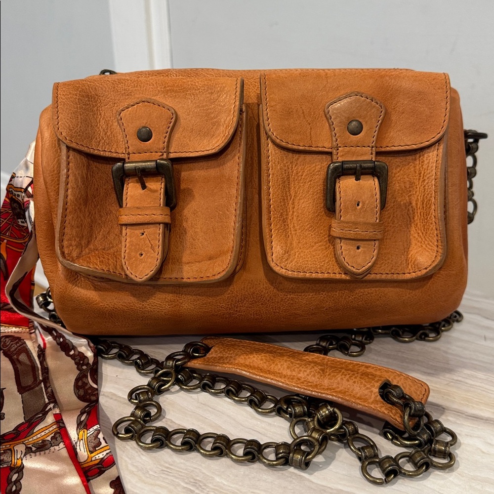 Free People Bag Dylan Brown Distressed Leather Duffle Crossbody - Picture 4 of 17